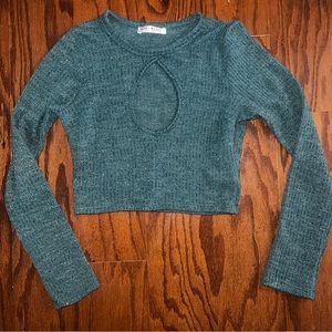 Long sleeve green crop top.